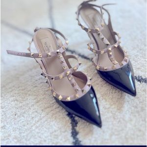 Valentino Garavani Rockstud ankle strap pump in patent leather